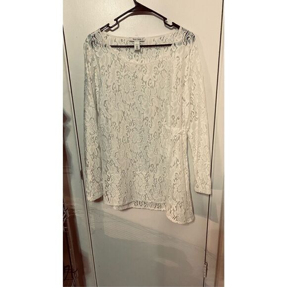 WHBM White House Black Market Lace Tunic with elastic Side Size L - Picture 7 of 10